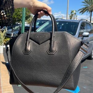 Givenchy Antigona Charcoal Handbag with Crossbody Strap